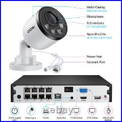 ZOSI 5MP 8CH NVR 4MP PoE Security IP Camera System Mic CCTV 1TB Human Detection
