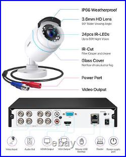 ZOSI 5MP Lite 8CH DVR 1080P CCTV Security Camera System Outdoor waterproof cam