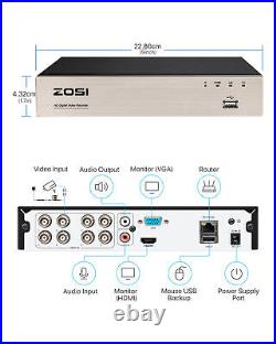 ZOSI 5MP Lite H. 265+ Surveillance Camera System Outdoor 8CH CCTV DVR Remote View