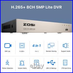 ZOSI 8 Channel 5MP Lite DVR 1080p Outdoor Security Camera System with 1TB HDD
