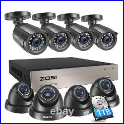 ZOSI 8CH 1080p H. 265+ Security Camera System 5MP Lite CCTV DVR Outdoor HD IR Kit