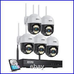 ZOSI 8CH 3MP Home Wireless PT Security Camera system 2K NVR CCTV Audio AI Detect