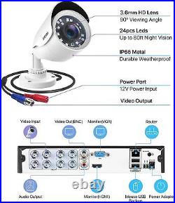 ZOSI 8CH 5MP Lite 8CH DVR 2MP Security CCTV Camera System Outdoor Motion Alerts