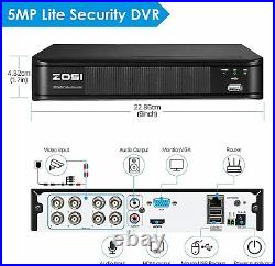 ZOSI 8CH 5MP Lite DVR HD Outdoor Video Network Motion Security Camera System