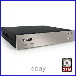 ZOSI 8CH CCTV 1080P H. 265+ DVR HD 2TB HDD for Security Camera System Easy Remote