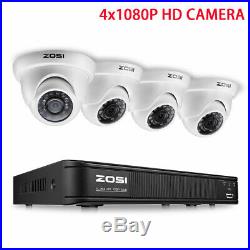 ZOSI 8CH DVR 2MP 1080P Outdoor Dome Day Night CCTV Security Camera System