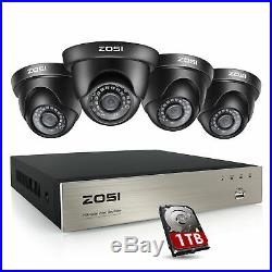 ZOSI 8CH H. 265+ 1080N DVR 1TB HDD 2MP Outdoor CCTV Home Security Camera System