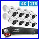 ZOSI 8CH H. 265+ 4K DVR with 2TB Hard Drive 8MP HD Outdoor Security Camera System