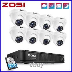 ZOSI 8CH H. 265+ 5MP Lite Security DVR 1080P CCTV System Outdoor Camera 2TB HDD