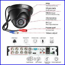 ZOSI 8CH H. 265+ DVR 1TB Hard Drive 2MP Outdoor CCTV Security Camera System Kit