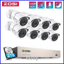 ZOSI 8CH H. 265 DVR with Hard Drive 2TB 1080p Outdoor Home Security Camera System