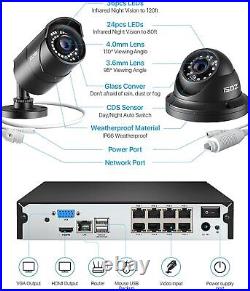 ZOSI 8CH NVR 5MP H. 265+ Outdoor PoE Security Surveillance CCTV Camera System