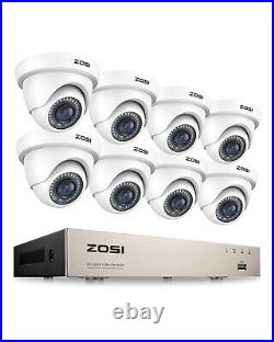 ZOSI 8CH Outdoor Dome Security Camera System 1080p with 5MP Lite DVR for Home