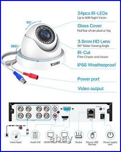 ZOSI 8CH Outdoor Dome Security Camera System 1080p with 5MP Lite DVR for Home