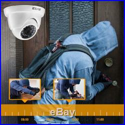 ZOSI 8CH Outdoor Dome Surveillance Security Camera System 1080p HD Night Vision