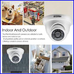 ZOSI 8CH Outdoor Dome Surveillance Security Camera System 1080p HD Night Vision