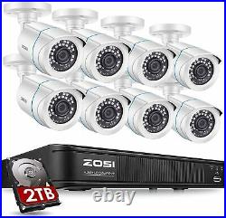 ZOSI H. 265+ 1080P DVR CCTV Security Outdoor Camera System Motion Detection 2TB