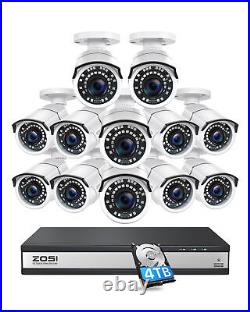 ZOSI H. 265+1080p 16CH DVR Security Camera System 12pcs CCTV Outdoor Cameras 4TB