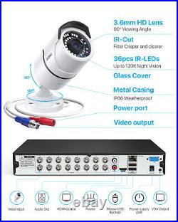 ZOSI H. 265+1080p 16CH DVR Security Camera System 12pcs CCTV Outdoor Cameras 4TB