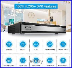ZOSI H. 265+ 16 Channel 1080P HD Surveillance CCTV DVR Security Camera System 2TB