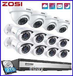 ZOSI H. 265+ 16CH 5MP-Lite DVR 2MP Security Camera System Outdoor CCTV Camera 2TB