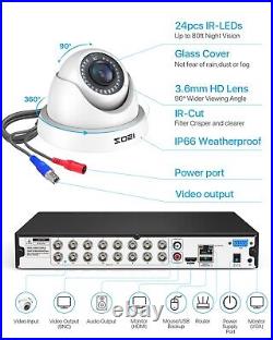 ZOSI H. 265+ 16CH DVR 1080p Outdoor CCTV Home Security Camera System 4TB HDD