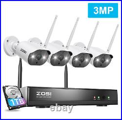 ZOSI H. 265+ 2K 8CH Wireless Home Security IP Camera CCTV System Outdoor 1TB HDD