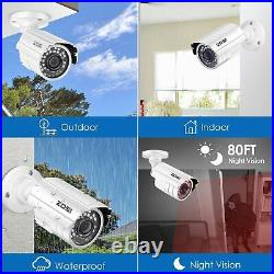 ZOSI H. 265+ 4CH 5MP Lite DVR Security Camera System 1080P Outdoor Camera IR-Cut