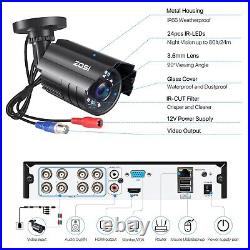 ZOSI H. 265+ 5MP-Lite 8CH DVR 1080P Security Camera System Outdoor CCTV 1TB HDD