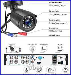ZOSI H. 265+ 8 x 1080p CCTV camera Security System 8CH 1TB DVR 80ft Night Vision
