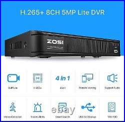 ZOSI H. 265+ 8 x 1080p CCTV camera Security System 8CH 1TB DVR 80ft Night Vision