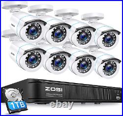 ZOSI H. 265+ 8CH 5MP Lite DVR 1080P Camera Home Security Outdoor CCTV System