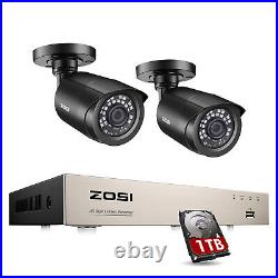 ZOSI H. 265+ 8CH 5MP Lite DVR 2 1080p Outdoor Security Camera System 1TB HDD