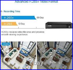 ZOSI H. 265+8CH 5MP-Lite DVR CCTV Home Outdoor 1080p Security Camera System 1TB