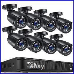 ZOSI H. 265 8CH 5MP Lite HDMI DVR 1080P Outdoor CCTV Security Camera System Kit