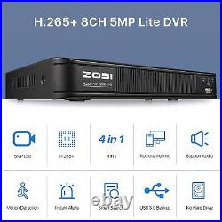 ZOSI H. 265 8CH 5MP Lite HDMI DVR 1080P Outdoor CCTV Security Camera System Kit