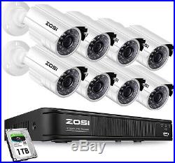 ZOSI H. 265+ DVR 1080P CCTV Camera Home Security System IR Night Vision 0-1TB