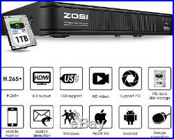 ZOSI H. 265+ DVR CCTV Camera Security System 1080P Outdoor IR Night Vision 1tb