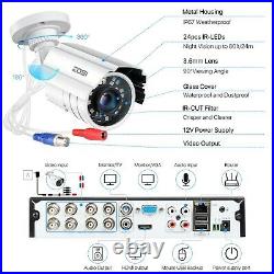ZOSI H. 265+ HD 1080P DVR IR Cut Outdoor CCTV Security Camera System Night Vision