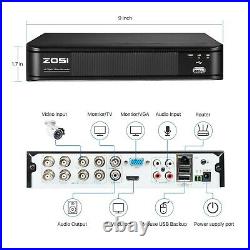 ZOSI H. 265+ HD 1080P DVR IR Cut Outdoor CCTV Security Camera System Night Vision