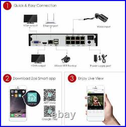 ZOSI H. 265+ NVR POE 2MP Outdoor Home IP Network CCTV Security Camera System