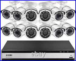ZOSI H. 265+ Security CCTV System 16CH DVR 1080P Bullet Camera Outdoor Day& Night