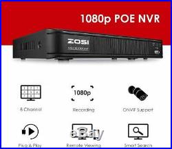 ZOSI HD 1080P 8CH POE NVR 2MP Outdoor IP Network Security CCTV Camera System