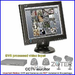 ZOTER 12 Inch LCD Color Monitor Screen HDMI BNC VGA AV for CCTV Security Camera