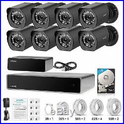 Zmodo Full 1080p HDMI 8CH NVR Outdoor Security Camera PoE Repeater System 1TB HD