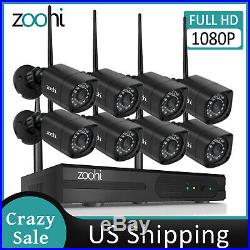 Zoohi 1080P Security Camera System Outdoor Wireless Home CCTV WIFI NVR IR Night