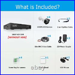 Zoohi 4CH 1080P HD CCTV DVR HDMI IR Home Security Camera System Outdoor IP66 Kit