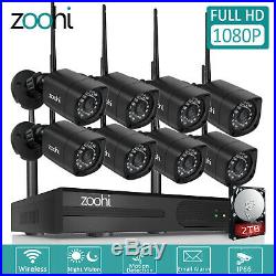 Zoohi 8CH Wireless Security Camera System Outdoor WiFi 8CH NVR with 2TB HDD CCTV